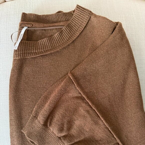 sz SMALL Free People WFH sweater tee shirt mushroom brown t-shirt oversized S - Picture 6 of 9